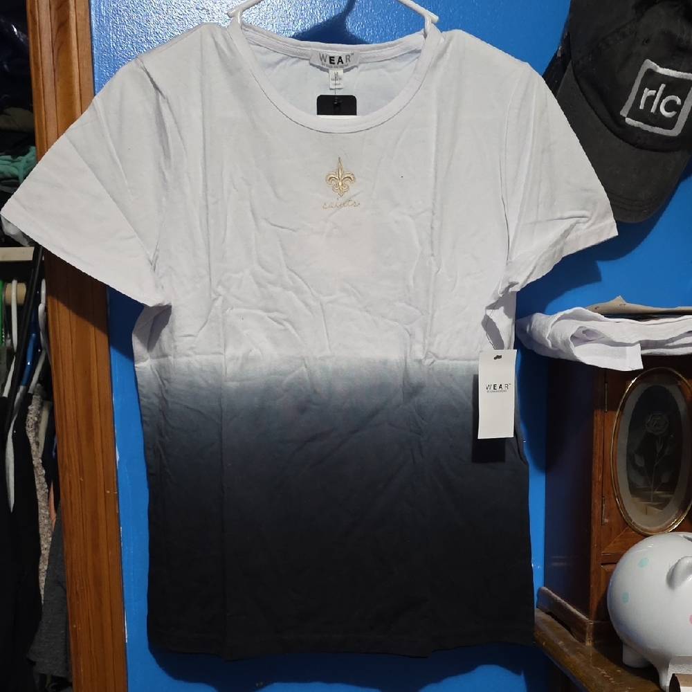 New Oreleans Saints WEAR Women's Short Sleeve Ombre Tee - White and Black